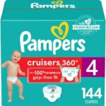 Pampers Diapers - Cruisers 360 - Size 4, 144 Count, Babyproof up to 100% Leakproof Pull-On Diaper