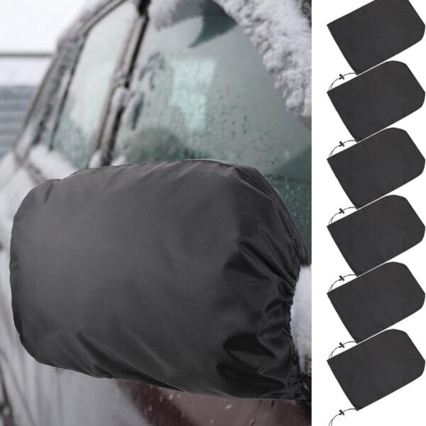 Frienda 6 Pieces Waterproof Side Mirror Covers Auto Rearview Protection Cover Exterior Rear View Accessories Car Mirror Accessories with Drawstrings for Car Vehicle Winter