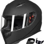 ILM Full Face Motorcycle Street Bike Helmet with Removable Winter Neck Scarf + 2 Visors DOT Model-JK313