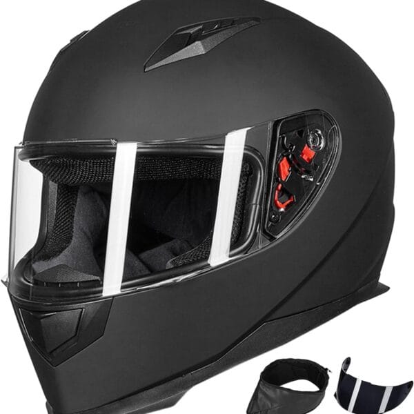 ILM Full Face Motorcycle Street Bike Helmet with Removable Winter Neck Scarf + 2 Visors DOT Model-JK313