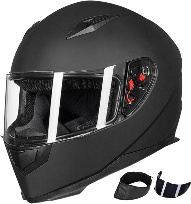 ILM Full Face Motorcycle Street Bike Helmet with Removable Winter Neck Scarf + 2 Visors DOT Model-JK313