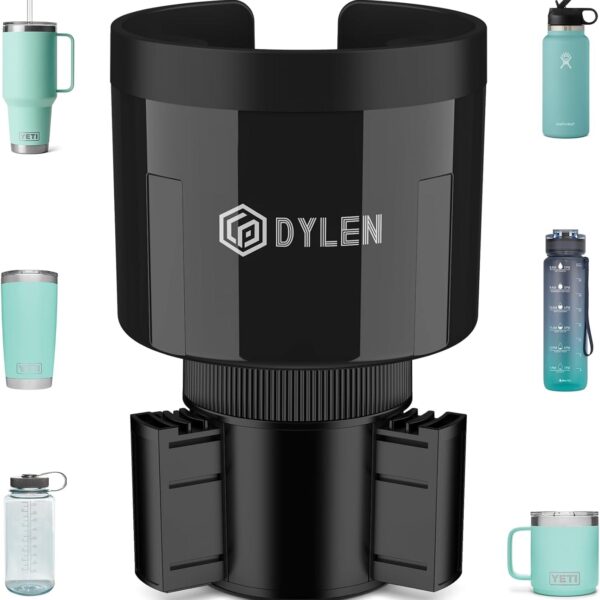 DYLEN Car Cup Holder Expander, Cup Holder Extender Adapter for Car with Expandable Insert, Compatible with Yeti 20/26/30oz, Hydroflask 32/40oz, Large Water Bottles in 3.0"-4.1"