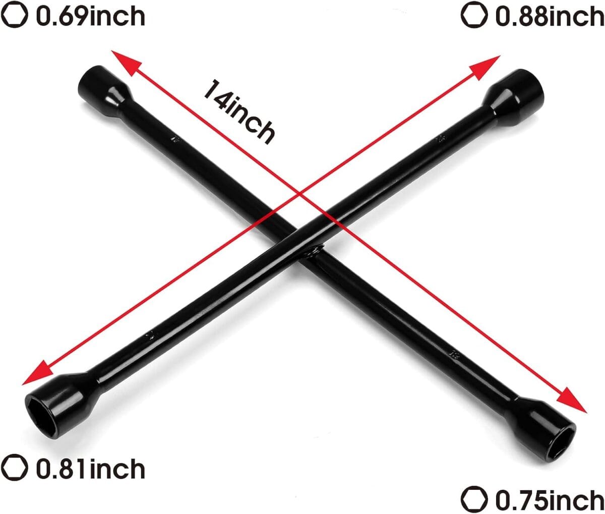 Torin TRX31101-14F Professional 14″ Universal Heavy Duty 4-Way Cross Lug Wrench, Black