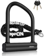 NDakter Bike Locks Heavy Duty Anti Theft 18mm Thick, Motorcycle U Lock with 4FT/120cm x 6mm Chain for Scooter, 3Keys Large U-Shaped Motorcycle Wheel Lock for Ebike, Moped, Fat-Tire,Tribike