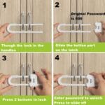 4 PACK Child Proof Sliding Cabinet Door Code Locks Baby Safety Cupboard Locks Adjustable U Shaped Cabinet Latches for Knob Handle Drawers Closet (4 PCS, White)