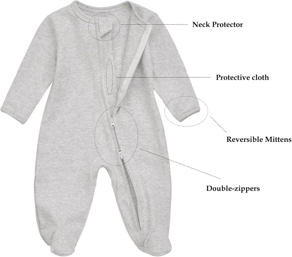 Aablexema Baby Footie Pajama with Mitten Cuffs, Double Zipper Infant Cotton clothes Sleeper Pjs, Footed Sleep Play