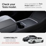 Spigen Center Console Organizer Tray Designed for Tesla Model 3 & Y 2025/2024/2023 with Smooth Slide Technology [Not Compatible with Tesla Model 3 2025/2024 Refresh (Highland)] (Carbon Edition)