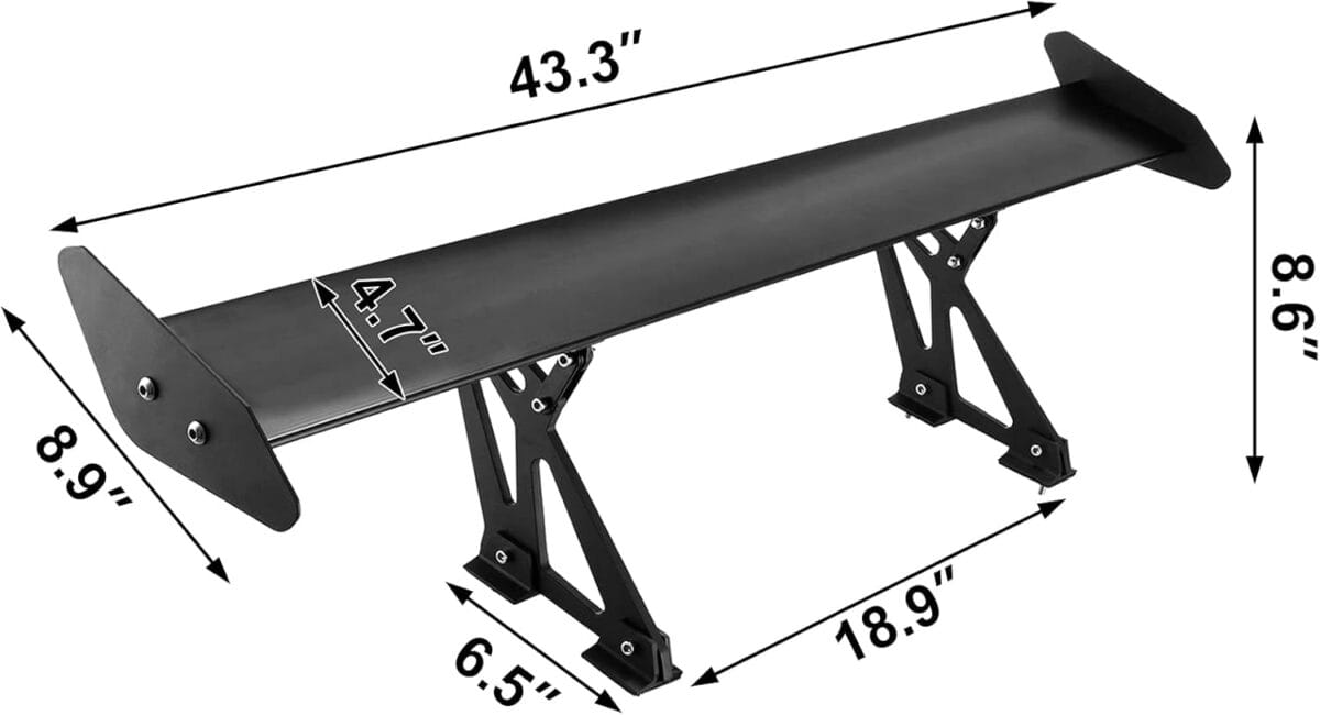 Mophorn GT Wing Spoiler 43.3inch Adjustable Universal Lightweight Aluminum Car Rear Spoiler Wing,Racing Spoiler BGW/JDM Drift