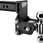 B&W Trailer Hitches Tow & Stow Adjustable Trailer Hitch Ball Mount - Fits 2.5" Receiver, Dual Ball (2" x 2-5/16"), 5" Drop, 18,000 GTW - TS20037B