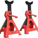 Amazon Basics Steel Jack Auto Stands with 6,000 lb or 3 Ton (2.7 metric Ton) Capacity, 1 Pair, Black and Red