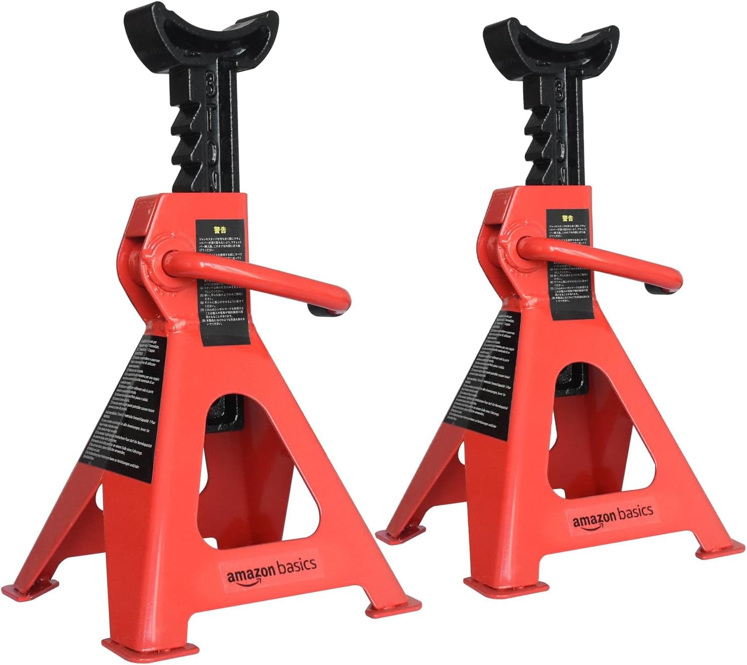 Amazon Basics Steel Jack Auto Stands With 6,000 Lb Or 3 Ton (2.7 Metric Ton) Capacity, 1 Pair, Black And Red Amazon Basics Steel Jack Auto Stands with 6,000 lb or 3 Ton (2.7 metric Ton) Capacity, 1 Pair, Black and Red