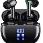 Wireless Earbuds Bluetooth Headphones, Ear Buds with Deep Bass, 40H Long Playtime, Power Display, IPX7 Waterproof in Ear Earphone with Mic for Phone Tablet Sports Workout, Black