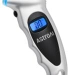 AstroAI Tire Pressure Gauge Digital 0-150PSI (Accurate in 0.1 Increments), 4 Settings Stocking Stuffers for Car Truck Bicycle with Backlight LCD and Presta Valve Adaptor, Sliver