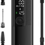Airmoto Tire Inflator Portable Air Compressor - Air Pump For Car Tires with Digital Pressure Gauge, LED Light and Auto Shut-Off Function - Cordless Pump for Car, Motorcycle, Bicycle, Balls and More