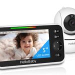 HelloBaby No WiFi Baby Monitor 5" Screen 30-Hour Battery Pan-Tilt-Zoom Video Upgrade with Camera and Audio, Night Vision, VOX, 2-Way Talk, 8 Lullabies and 1000ft Range
