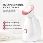 Facial Steamer Self-Care Gift Kit: Nano Ionic Face Steamer Deep Cleaning Unclogs Pores – Home Sauna Spa Humidifier Hot Mist for Women Men Sinus Moisturizing (Rose Gold)