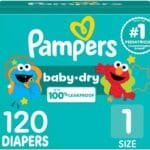 Pampers Diapers - Baby Dry - Size 1, 120 Count, Absorbent Disposable Infant Diaper (Packaging May Vary)