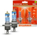 Sylvania 9003 SilverStar Ultra High Performance Halogen Headlight Bulb, Brightest Downroad with Whiter Light (2 Bulbs)