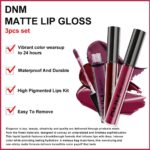 AMY’S DIARY Dark Red Purple Matte Plum Liquid Lipstick 3Pcs Sets,24-hour Lipstick Dark Deep Maroon Purple Brown Plum Red Lip Stain 24 Smudge Waterproof for Women