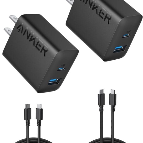 Anker iPhone 16 Charger, USB C Charger, 2-Pack 20W Dual Port USB C Charger Block for iPhone 16 / 15 / 14 and More (2-Pack 5 ft USB C Cable Included)