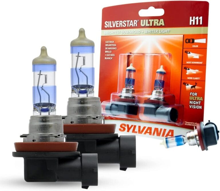 SYLVANIA - H11 SilverStar Ultra - High Performance Halogen Headlight Bulb, Low Beam and Fog Replacement Bulb, Brightest Downroad with Whiter Light, Tri-Band Technology (Contains 2 Bulbs)