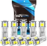 Marsauto 194 LED Bulb 6000K White 168 T10 2825 W5W 5SMD Replacement Bulbs for Car Dome Map Door Courtesy Side Marker Reading Glove Box License Plate Lights (Pack of 10)