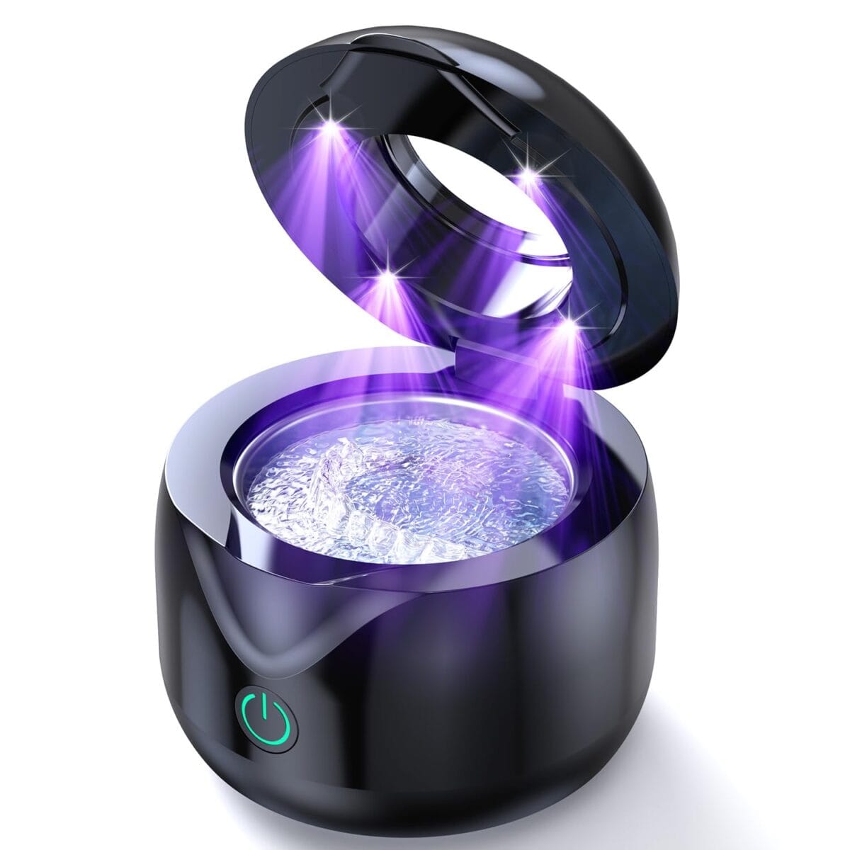 Ultrasonic Retainer Cleaner - UV Dental Cleaning Pod Night Guard Cleaner for Dentures, Aligner, Braces, Toothbrush Heads, Jewelry (Black)