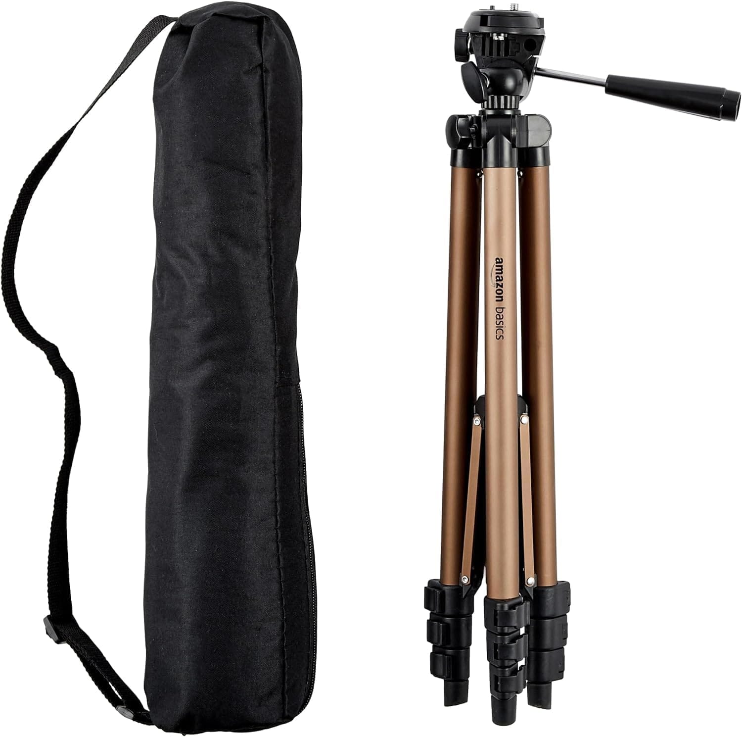 Amazon Basics 50 Inch Lightweight Portable Camera Mount Tripod Stand With Bag, For Travel Photography, Champagne Amazon Basics 50-inch Lightweight Portable Camera Mount Tripod Stand with Bag, for Travel Photography, Champagne