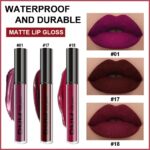 AMY’S DIARY Dark Red Purple Matte Plum Liquid Lipstick 3Pcs Sets,24-hour Lipstick Dark Deep Maroon Purple Brown Plum Red Lip Stain 24 Smudge Waterproof for Women