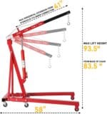 Engine Hoist 2 TON Folding Hydraulic Engine Motor Hoist Cherry Picker Shop Cranes Lift Red Shop Crane 4000 lb Heavy-Duty (Engine Hoist)