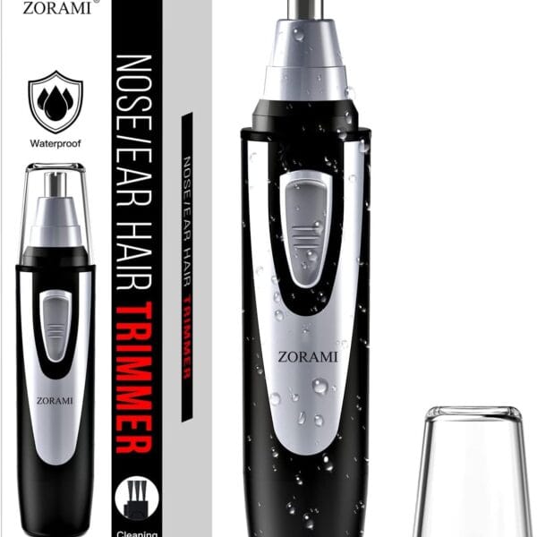 Ear and Nose Hair Trimmer Clipper - 2025 Professional Painless Eyebrow & Facial Hair Trimmer for Men Women,Battery-Operated Trimmer with IPX7 Waterproof,Dual Edge Blades for Easy Cleansing Black