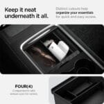 Spigen Center Console Organizer Tray Designed for Tesla Model 3 & Y 2025/2024/2023 with Smooth Slide Technology [Not Compatible with Tesla Model 3 2025/2024 Refresh (Highland)] (Carbon Edition)