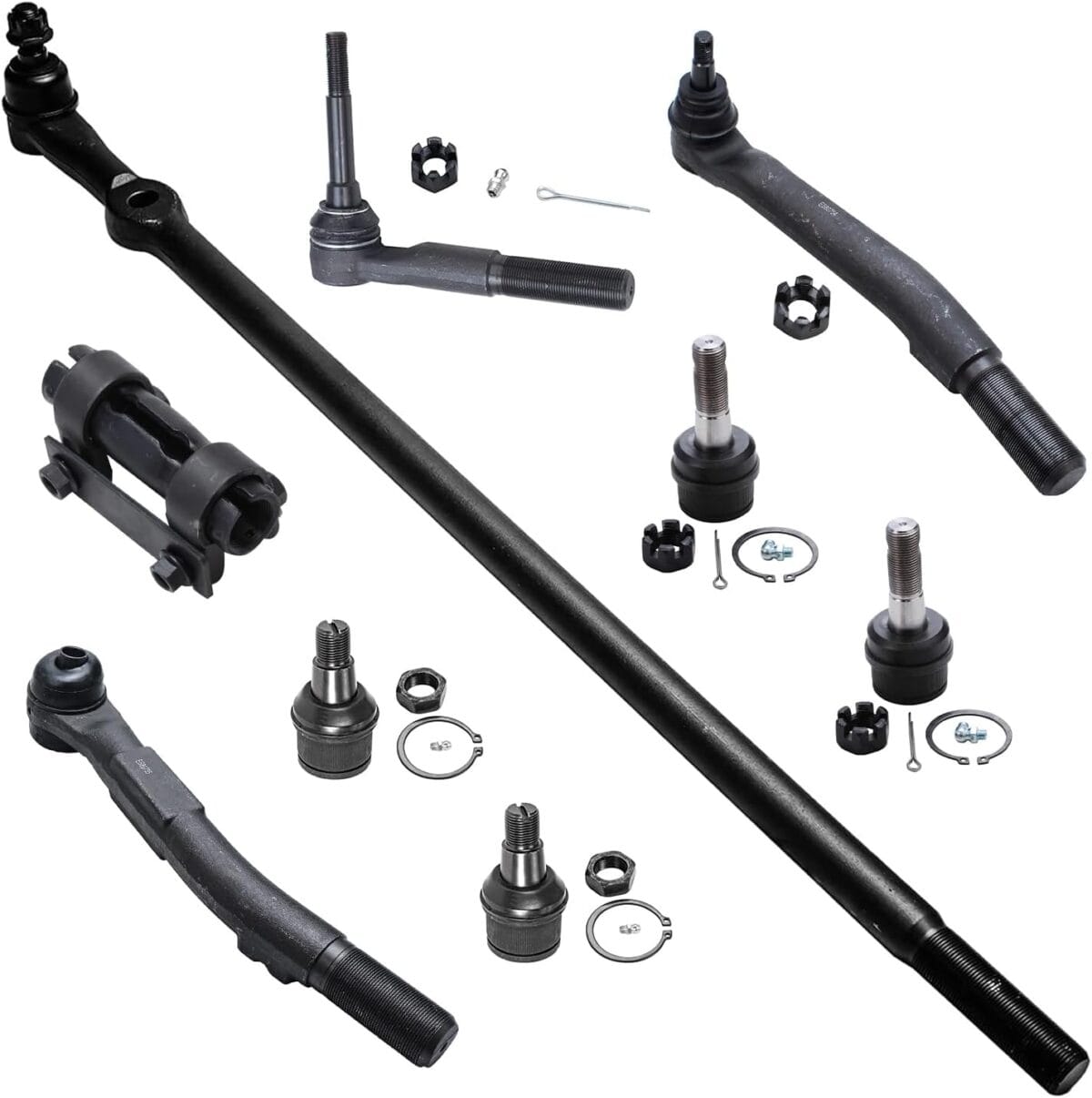 Detroit Axle - 4WD Front 9pc Suspension Kit for 05-16 Ford F-250 F-350 Super Duty 4 Ball Joints 2 Outer Tie Rods 1 Outer Steering Tie Rod at Pitman Arm 1 Adjustment Sleeve 1 Center Link Replacement