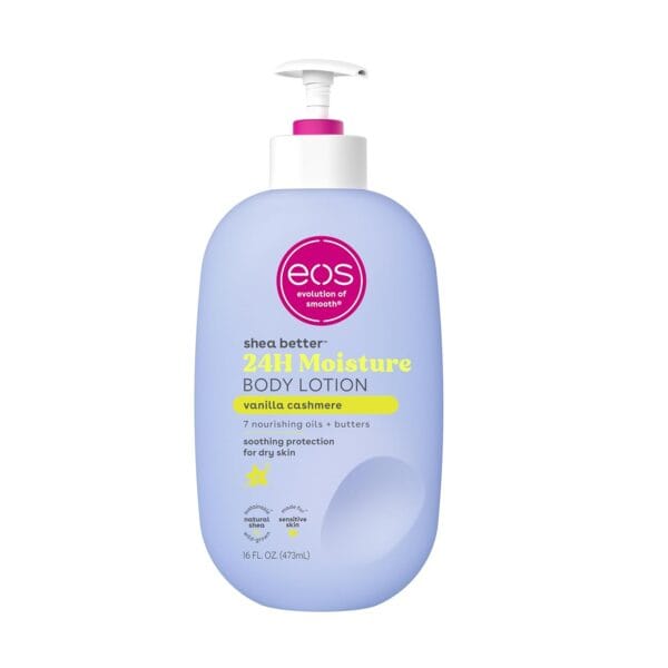 eos Shea Better Body Lotion- Vanilla Cashmere, 24-Hour Moisture Skin Care, Lightweight & Non-Greasy, Made with Natural Shea, Vegan, 16 fl oz