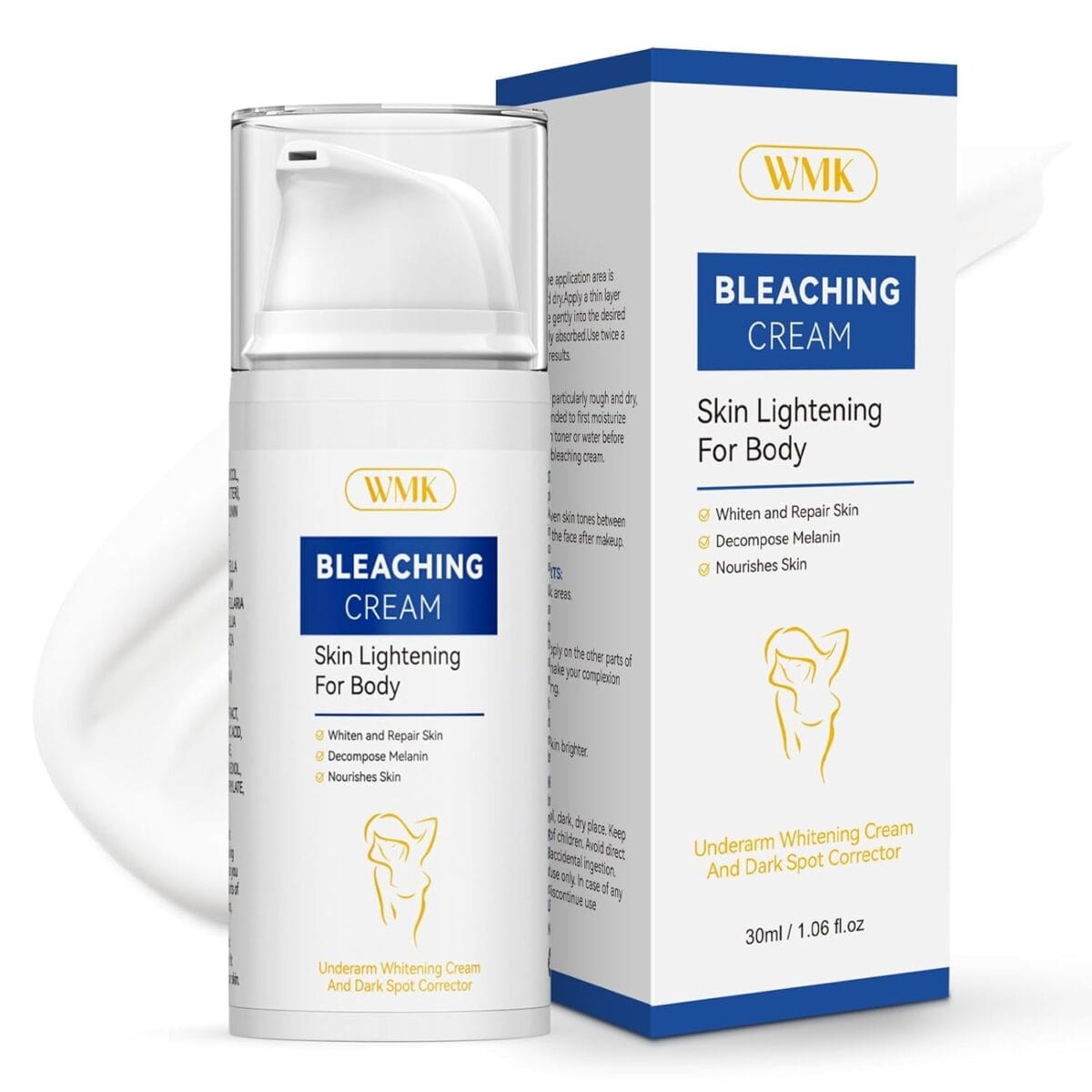 WMK Skin Lightening Cream for Intimate Areas  Vitamin C Dark Spot Remover for Underarms, Knees, Elbows & Bikini Line