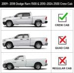 Drop Down Running Boards Compatible with 09-18 Ram 1500/10-24 Ram 2500 3500 Crew Cab(Include 19-24 Classic), Dual-Stage Textured Black Powder Coated, 82 Inch Door Step Side Step Step Bars.