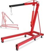 Engine Hoist 2 TON Folding Hydraulic Engine Motor Hoist Cherry Picker Shop Cranes Lift Red Shop Crane 4000 lb Heavy-Duty (Engine Hoist)