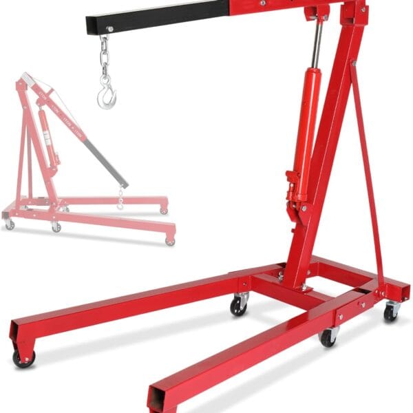 Engine Hoist 2 TON Folding Hydraulic Engine Motor Hoist Cherry Picker Shop Cranes Lift Red Shop Crane 4000 lb Heavy-Duty (Engine Hoist)