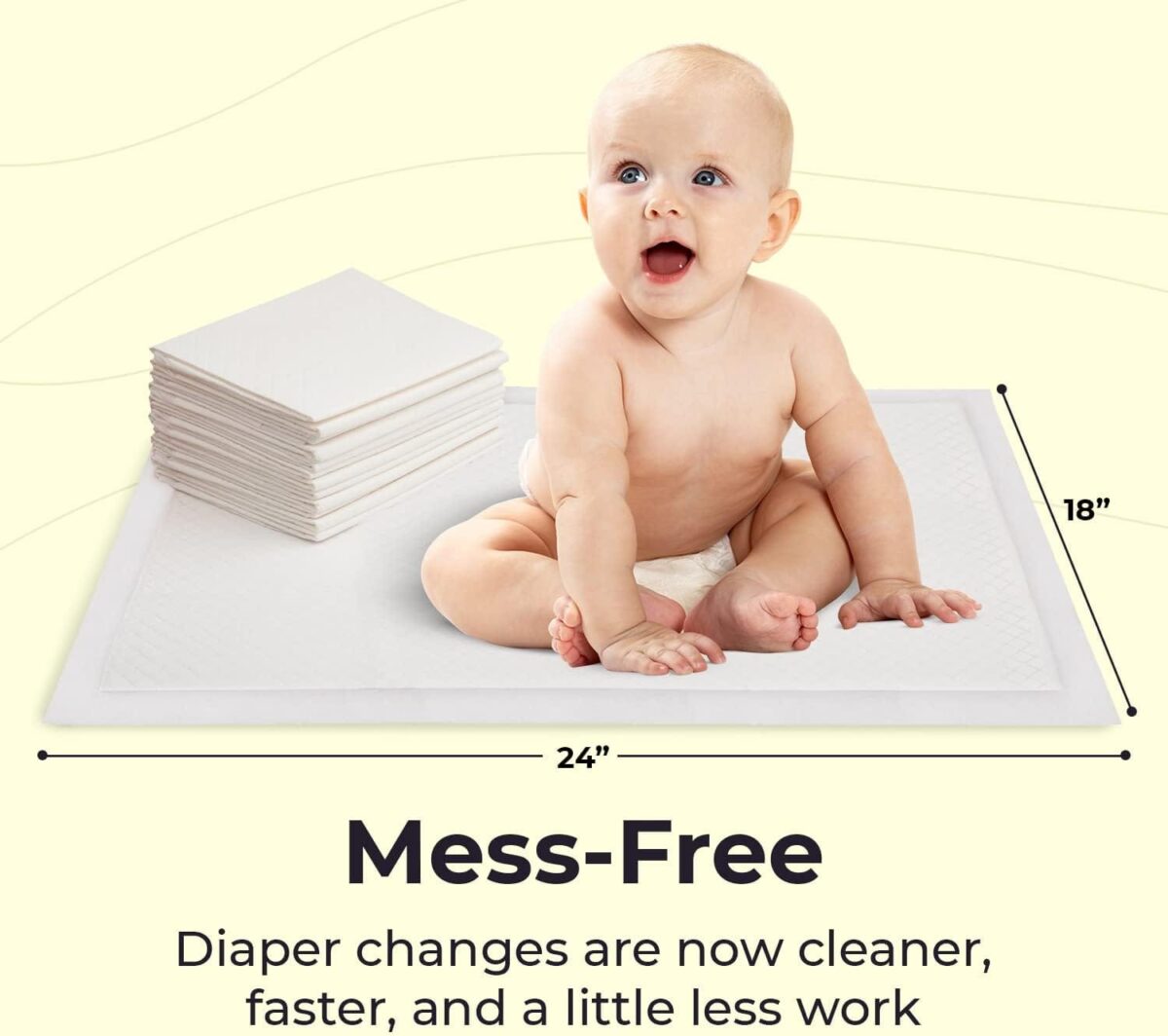 Peekapoo – Disposable Changing Pad Liners (50 Pack) Super Soft, Ultra Absorbent & Waterproof – Covers Any Surface for Mess Free Baby Diaper Changes