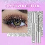 Erinde Silver Glitter Mascara, Diamond Effect Sparkle Mascara For Eyelashes & Brows, Glitter Mascara for Women Eye Makeup, Define Long Lasting Glitter Colorful Eyelashes, 01 Silver Glitter