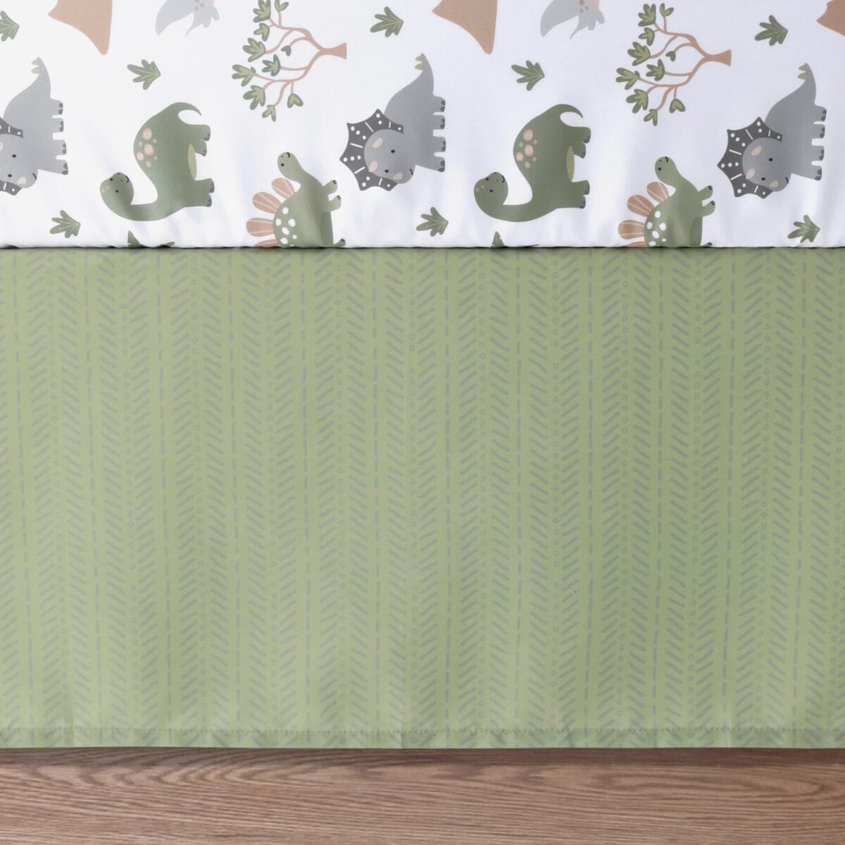 The Peanutshell 3 Piece Baby Crib Bedding Set for Boys – Newborn, Infant & Toddler Nursery Bed Set Decor with Fitted Crib Sheet, Dust Ruffle Comforter – Dinosaur Dreams