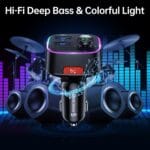 Syncwire Bluetooth 5.4 FM Transmitter Car Adapter 48W (PD 36W & 12W) [Light Switch] [HiFi Bass Sound] [Fast Charging] Wireless Radio Music Adapter LED Display Hands-Free Calling Support USB Drive