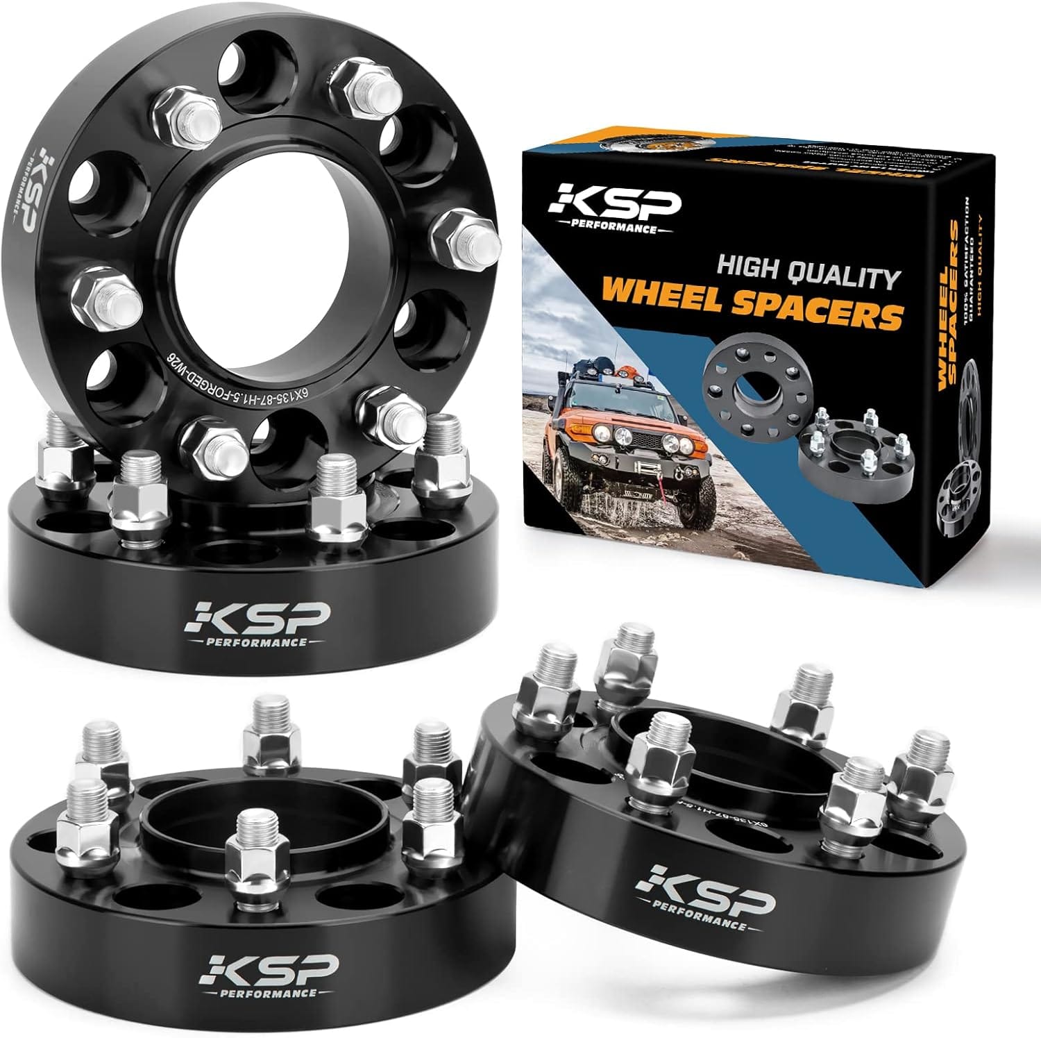 KSP 6x135 To 6x135 Wheel Spacers For F150, 1.5in 38mm Hubcentric 6 Lug Wheel Adapters For 2015 2025 F150 Expedition,Navigator With M14x1.5 Studs And 87.1mm Hub Bore, 4pcs Black KSP 6x135 to 6x135 Wheel Spacers for F150, 1.5in 38mm Hubcentric 6 Lug Wheel Adapters for 2015-2025 F150 Expedition,Navigator with M14x1.5 Studs and 87.1mm Hub Bore, 4pcs Black