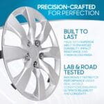 BDK (4-Pack) Premium 16″ Wheel Rim Cover Hubcaps OEM Style Replacement Snap On Car Truck SUV Hub Cap – 16 Inch Set, Abs,Steel, Acrylonitrile Butadiene Styrene