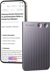 AI Voice Recorder, PLAUD Note Voice Recorder w/Case, App Control, Transcribe & Summarize with AI Technology, Support 112 Languages, 64GB Memory, Audio Recorder for Lectures, Meetings, Calls, Black