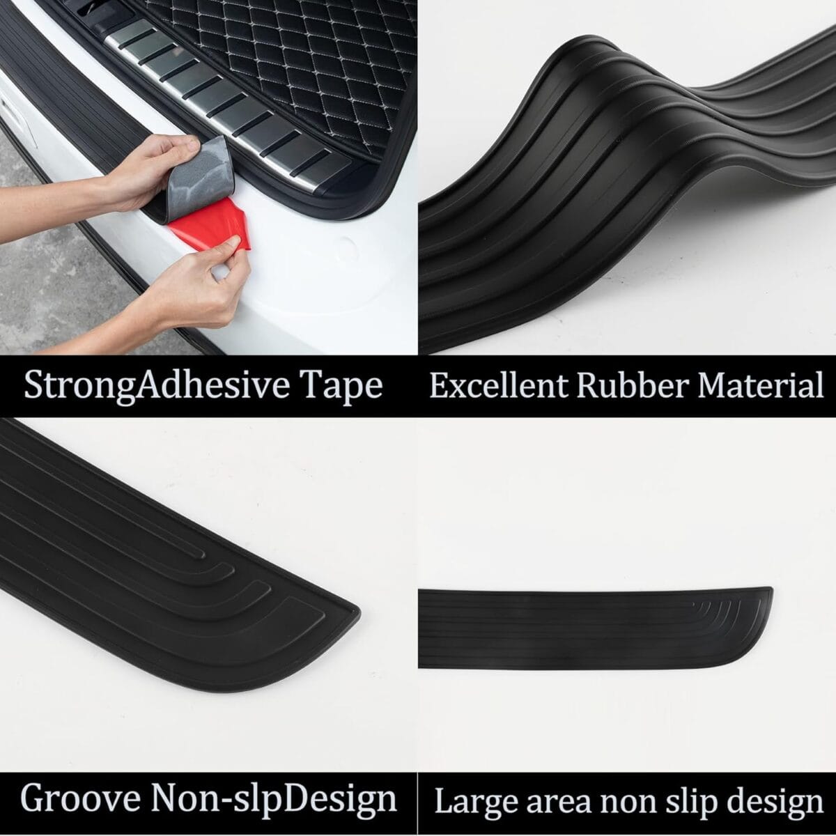 SINGARO Car Rear Bumper Protector, 41inch x3.5inch Car/SUV Universal Rubber Anti-Scratch Trunk Exterior AccessoriesBlack