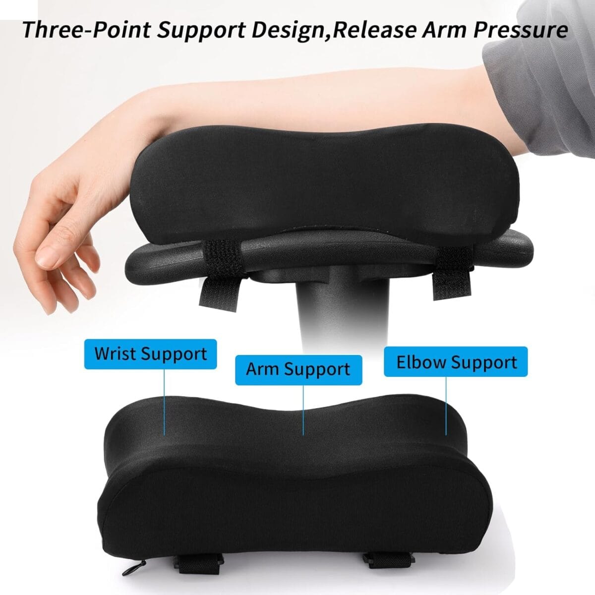 Ergonomic Office Chair Armrest Pads 1 Pair, Armrest Cushion Pillow with Cooling Gel for Elbow Support for Computer Chairs, Gaming Chairs, Office Chairs and Wheelchairs (Black)