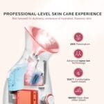 Facial Steamer Self-Care Gift Kit: Nano Ionic Face Steamer Deep Cleaning Unclogs Pores – Home Sauna Spa Humidifier Hot Mist for Women Men Sinus Moisturizing (Rose Gold)