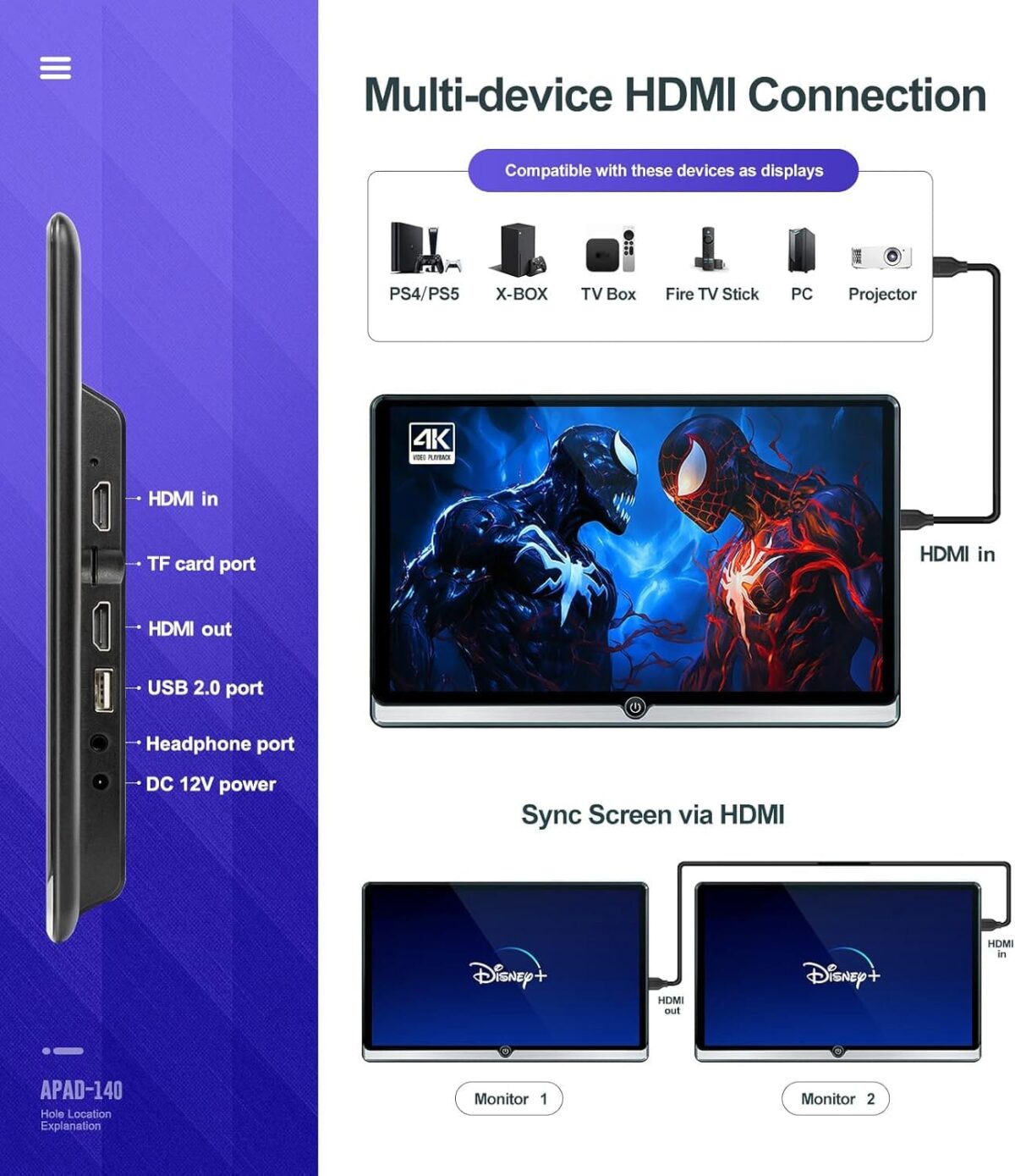 14 inch 4K Android 11 Portable Car TV Headrest Monitor Rear Entertainment System for Cars Back Seat,Touch Screen Support Phone Wireless Mirror Link,with WiFi/Bluetooth/HDMI/Multi-Media Video Player