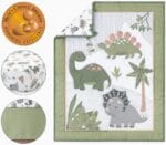 The Peanutshell 3 Piece Baby Crib Bedding Set for Boys – Newborn, Infant & Toddler Nursery Bed Set Decor with Fitted Crib Sheet, Dust Ruffle Comforter – Dinosaur Dreams